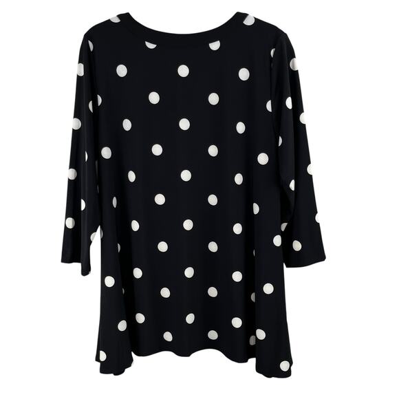 Anne Klein Black White Polka Dot 3/4 Sleeves High Low Tunic Top Plus 0X NWOT - Picture 3 of 13